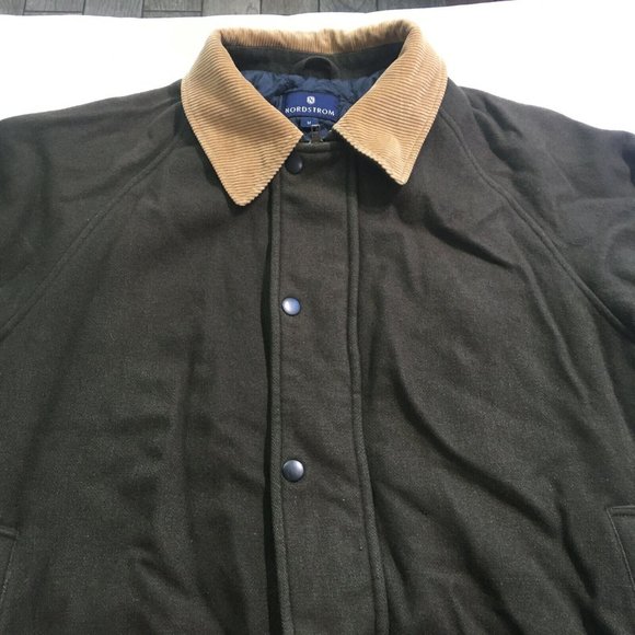 #63 Nordstrom Full Zip Button Jacket Men's Sz M Black Long Sleeve Pockets Collar - Picture 6 of 8